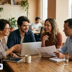 Equipe de uma empresa comparando propostas de plano de saúde empresarial