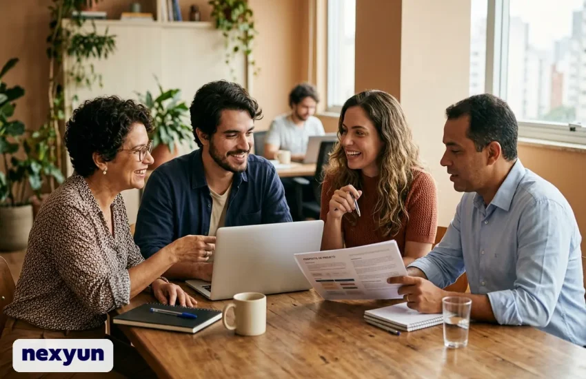 Equipe de uma empresa comparando propostas de plano de saúde empresarial